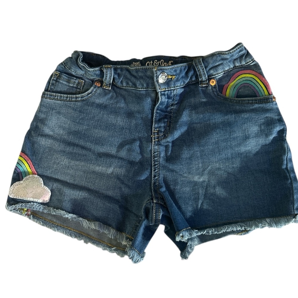 Cat & Jack Denim Shorts with Rainbow Accents